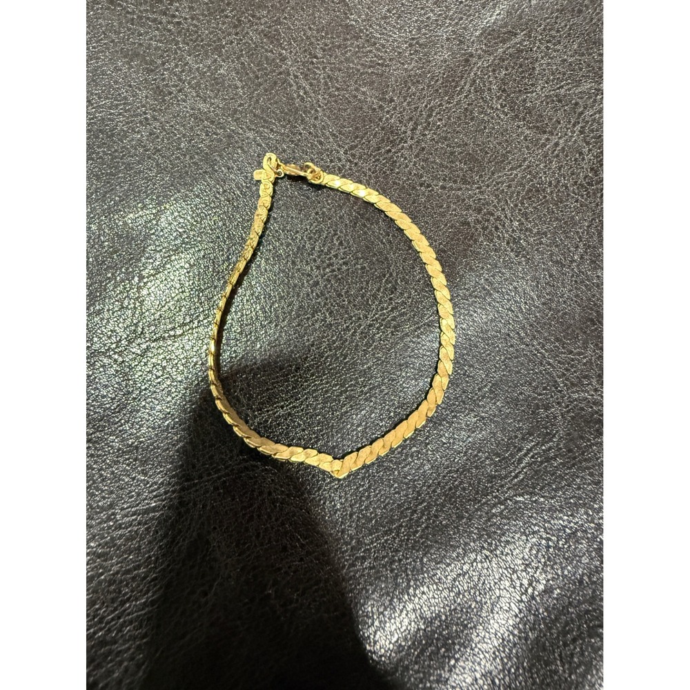 Vintage Monet Gold Tone Herringbone Love Bracelet Ahavah Milosc Textured Link